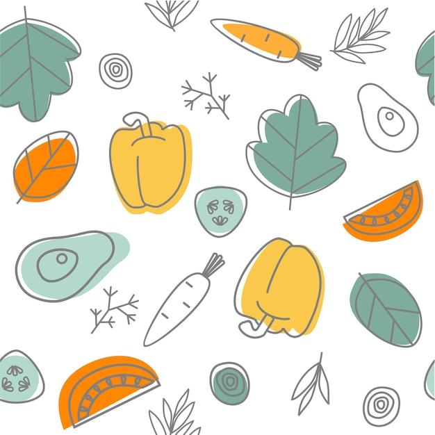 Fondo Transparente De Verduras Patr N De Doodle Alimentos Saludables