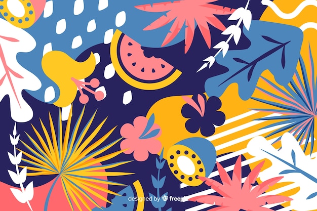 Fondo tropical abstracto dibujado a mano vector gratuito