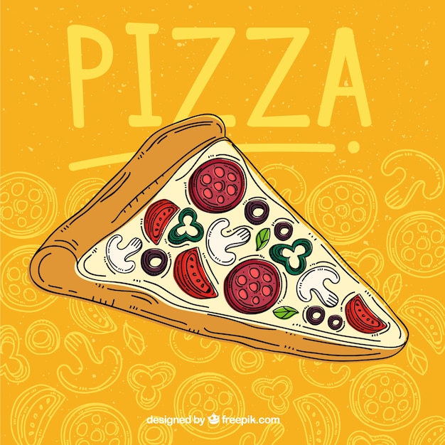 Fondo De Trozo De Pizza Dibujado A Mano Vector Premium