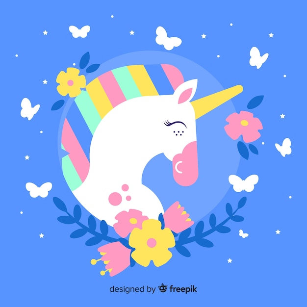 Fondo De Unicornio Adorable En Dise O Plano Vector Gratis