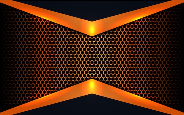 Formas abstractas de metal sobre fondo hexagonal Vector Premium