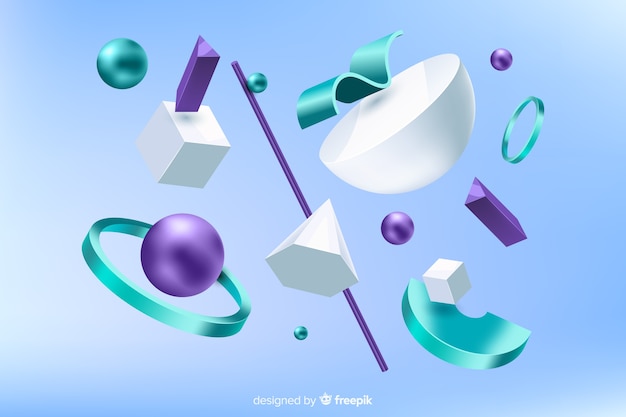 Formas geométricas flotando con efecto 3d vector gratuito