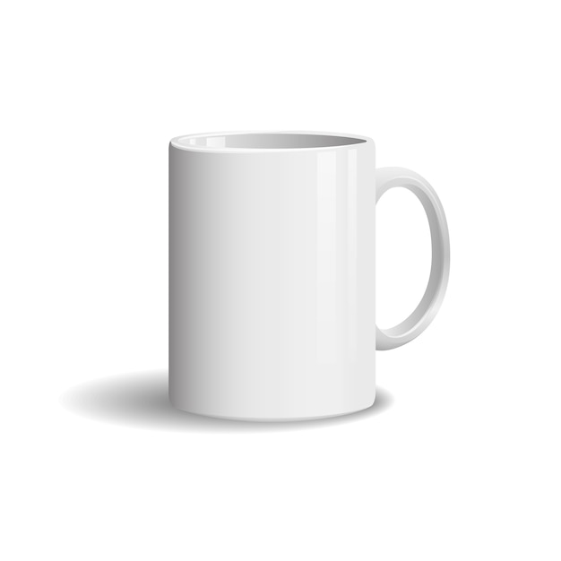 Foto Realista Taza Blanca Sobre Blanco Vector Premium