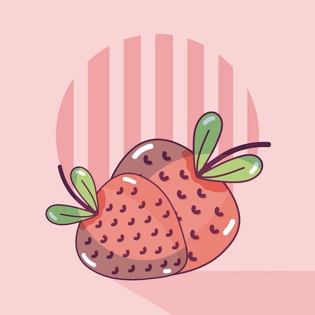 Fresas Dibujos Animados Naturales Y Frescos Vector Premium