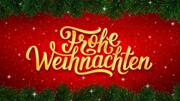 Frohe weihnachten alemán feliz navidad texto | Vector Premium