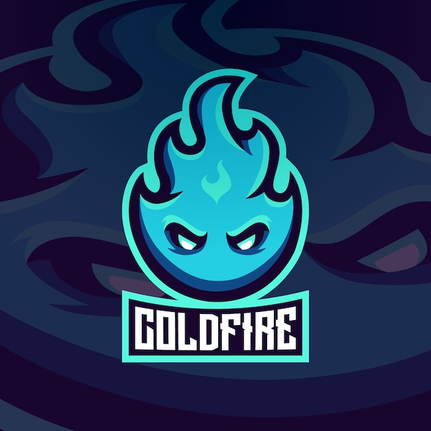 Fuego hielo llama resplandor caliente mascota logotipo Vector Premium