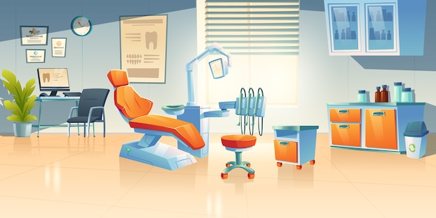 Gabinete de dentista, sala de estomatología en clínica u hospital | Vector  Gratis