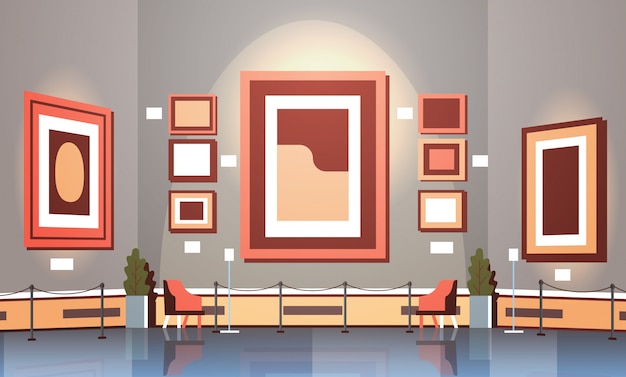 Galería De Arte Moderno En El Interior Del Museo Creativas Pinturas