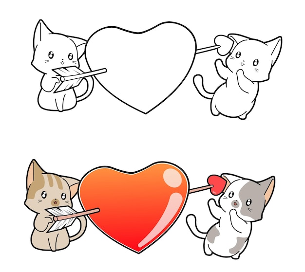 Dibujo De Tres Gatos Corazones Kawaii Para Imprimir Y Colorear Porn ...