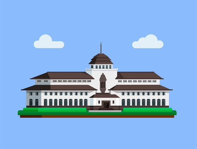 Gedung Sate Es Un Edificio Emblemático Del Concepto Bandung West Java Indonesia En Ilustración 4509