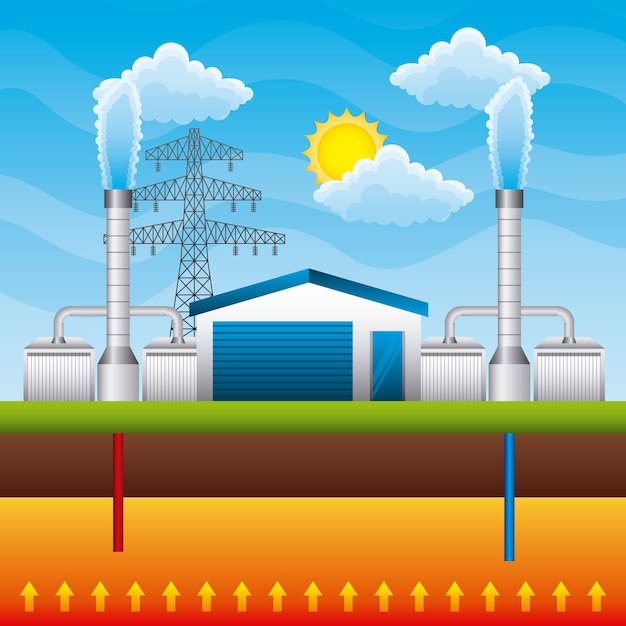 Generador De Planta De Energia Geotermica Y Almacenamiento