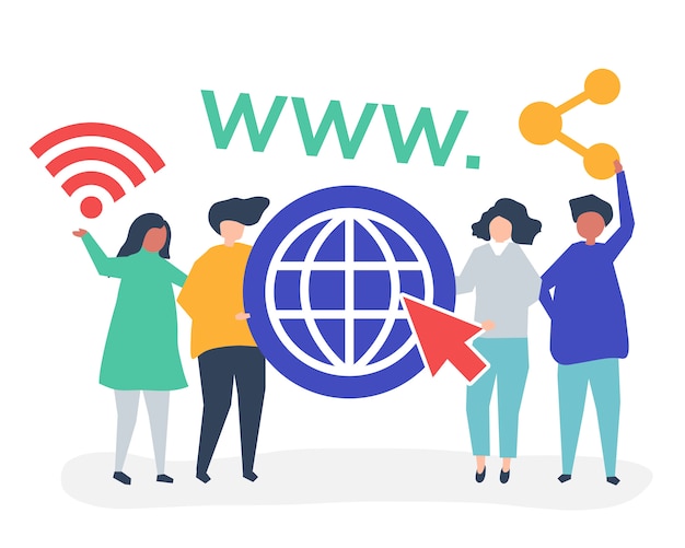 Gente que tiene iconos de world wide web | Vector Gratis