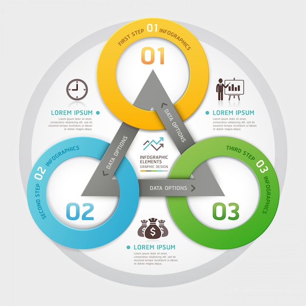 Gestión de negocios círculo estilo origami opciones infografía