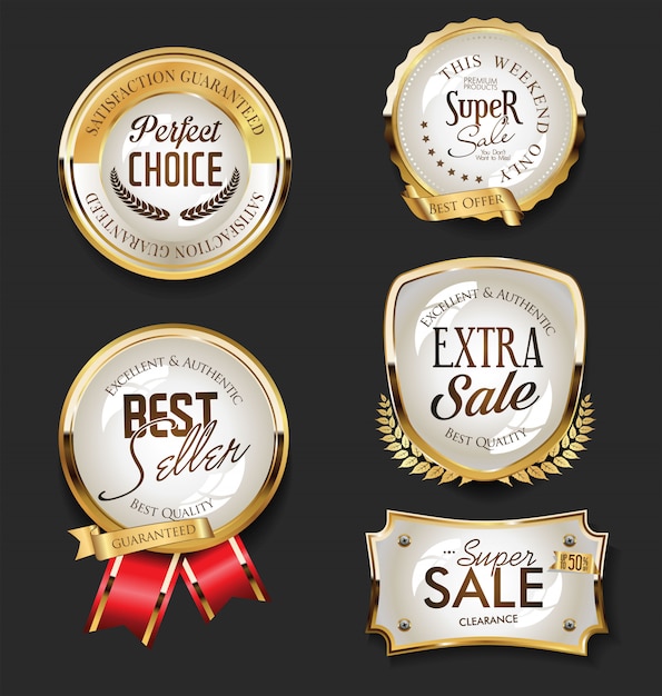 Download Golden sale etiquetas colección vintage retro | Vector Premium