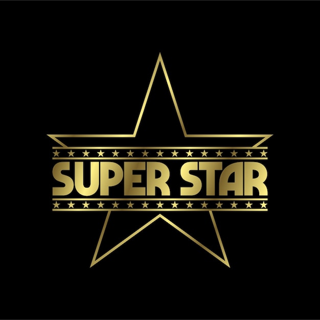 Golden super star text logo sign symbol super star ilustración