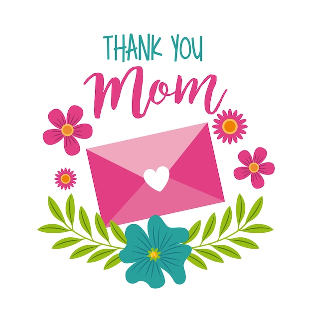 Gracias Mama Mensaje Sobre Decoracion Floral Vector Premium