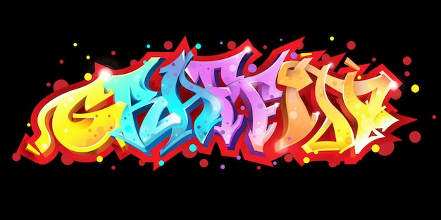 Graffiti Letras Sobre Fondo Negro Ilustración Vectorial Vector Premium