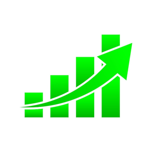 Gráfico De Barras Verde Con Flecha De Tendencia Alcista Aislado Sobre Fondo Blanco Vector Premium 0209