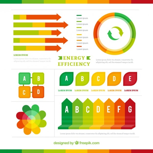 Gráficos coloridos de eficiencia energética Descargar Vectores gratis