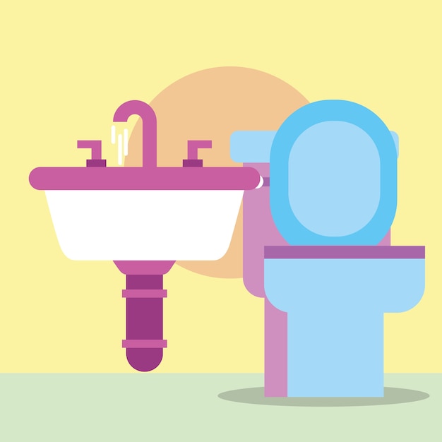Grifos de baño y lavabo baño de dibujos animados | Vector ...