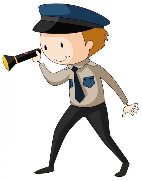 Guardia de seguridad con linterna | Vector Gratis