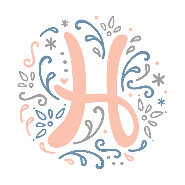 Download 'h' letter monogram design - letra del alfabeto de estilo femenino floral redondo clipart ...