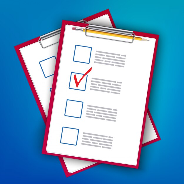 Para hacer ticks en la lista de verificación, planificación del portapapeles para hacer. Vector Premium