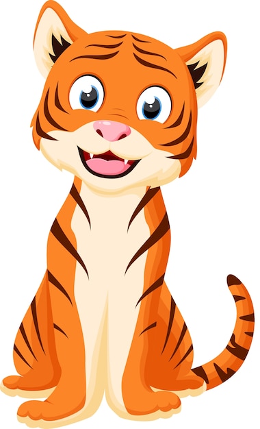 Happy Tiger Cartoon Vector Premium