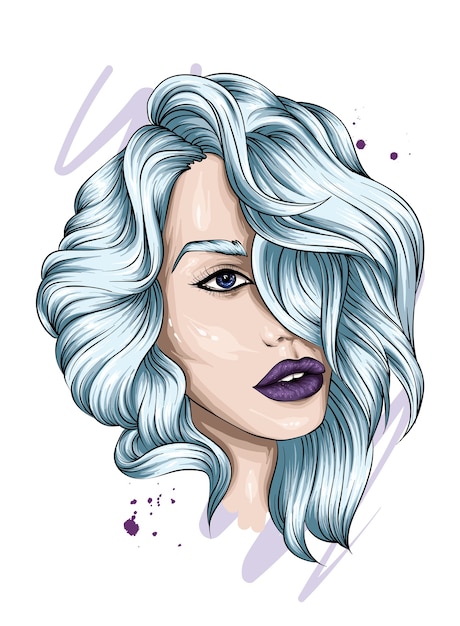 Hermosa Chica Con Cabello Largo Ilustración Vector Premium 2233