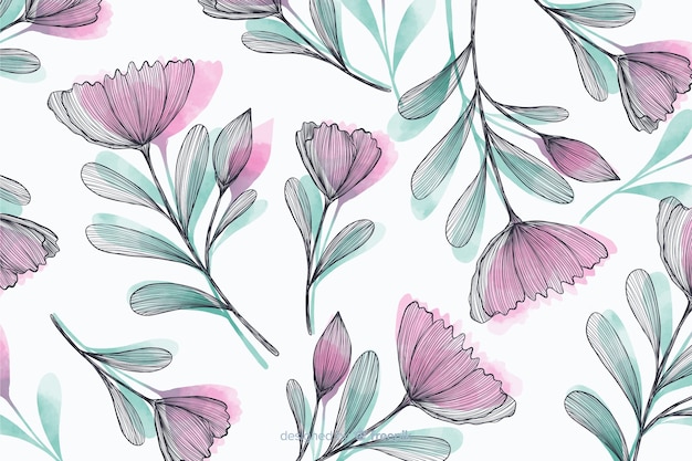 Hermoso Fondo Con Flores Dibujadas A Mano Vector Gratis 4356