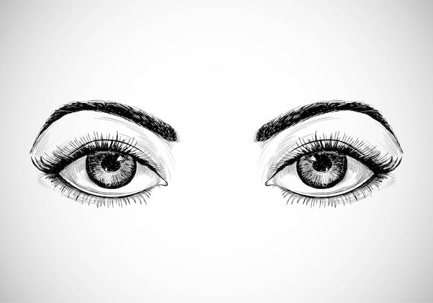 Hermosos Ojos De Boceto Dibujados A Mano Vector Gratis