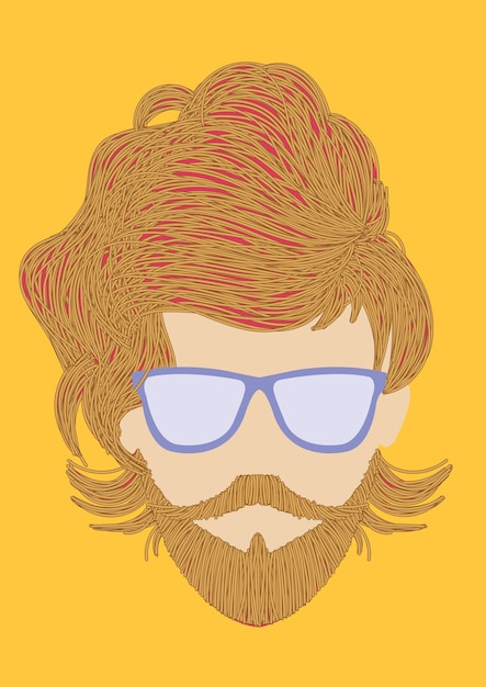 Hipster Moda Hombre Cabello Y Barbas Vector Premium