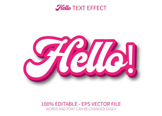 Hola Efecto De Texto D Editable Vector Premium