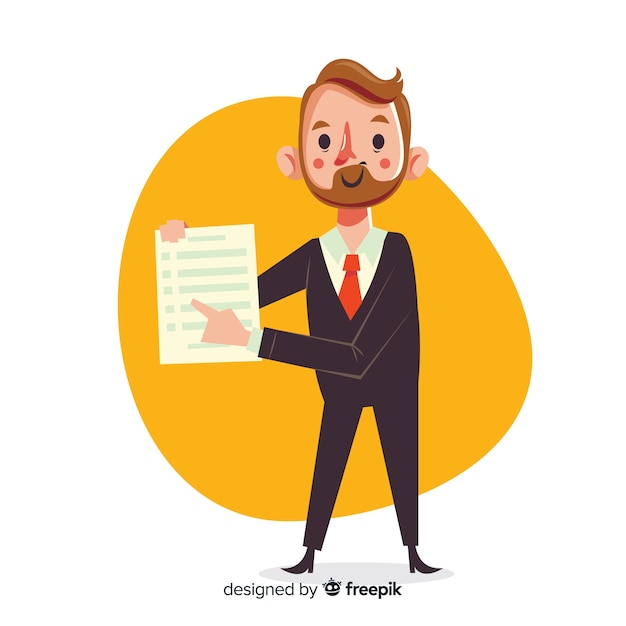 Hombre de negocios con contrato en diseño plano vector gratuito