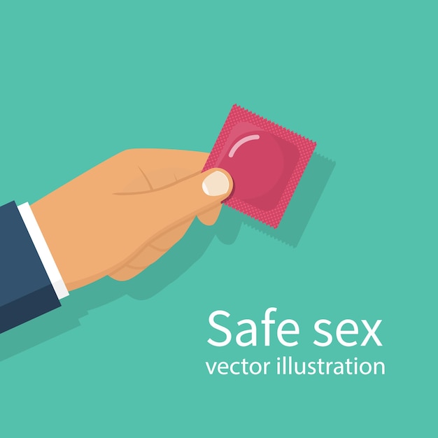 Hombre Sosteniendo Un Condón En La Mano Concepto Sexo Seguro Estilo De Vida Saludable 4188