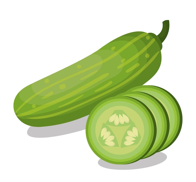 Icono Aislado De Vegetales Frescos Pepino Vector Premium