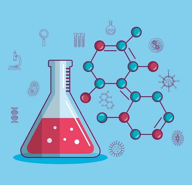 Icono de cartel de ciencia química | Vector Premium