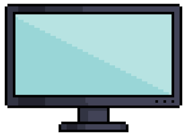 Icono De Computadora De Monitor De Pixel Art Para Juego De 8 Bits Sobre Fondo Blanco Vector Premium