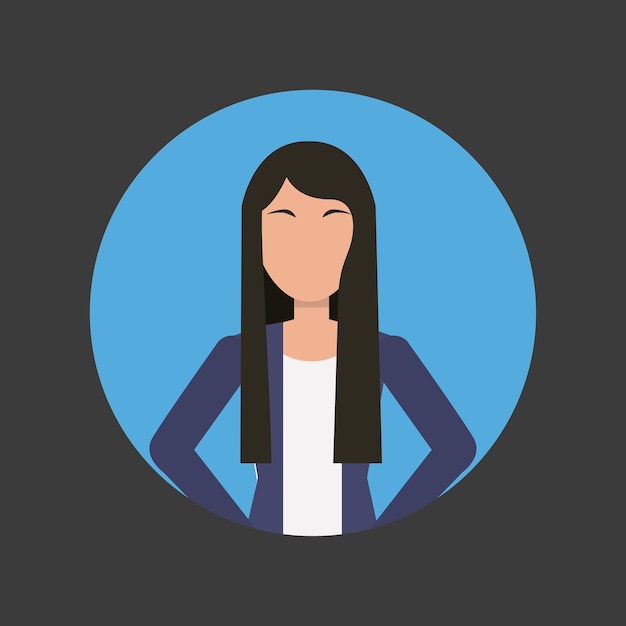 Icono De Dibujos Animados De Mujer De Negocios Vector Premium