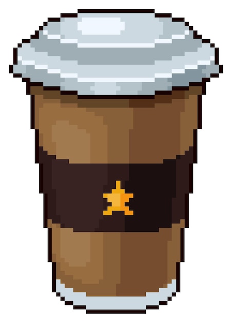 Icono de juego de 8 bits de taza de café de pixel art Vector Premium