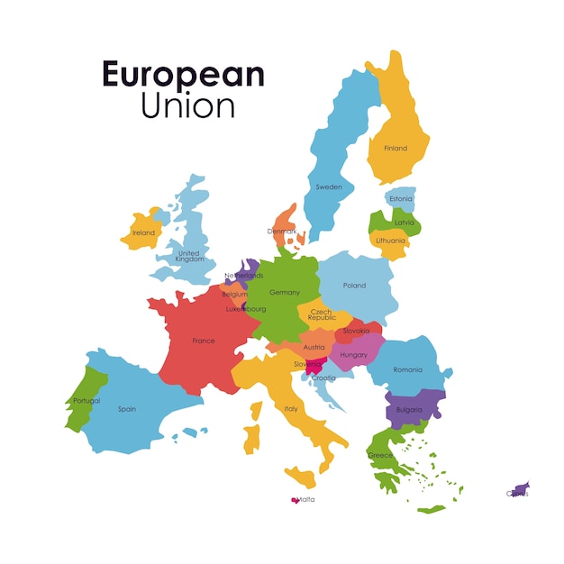 Icono de mapa de la unión europea tema de la nación europea y el