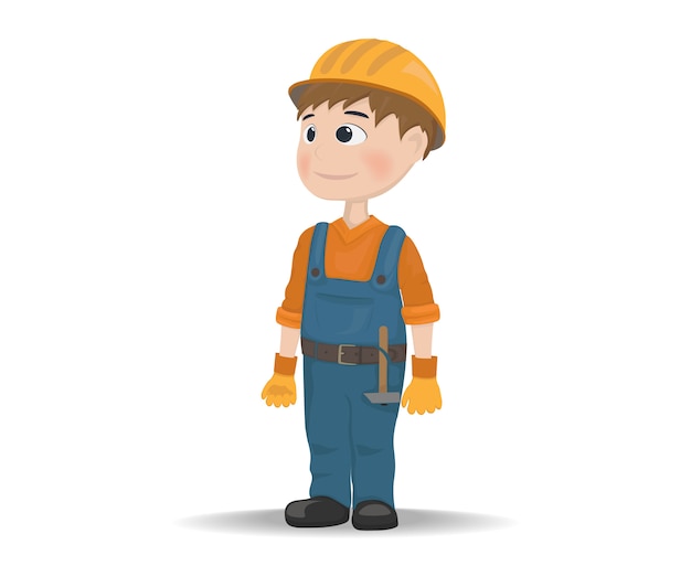 Icono De Personaje De Trabajador De Construcción De Dibujos Animados