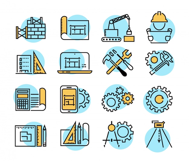 Icono de vector de ingeniería y fabricación Vector Premium