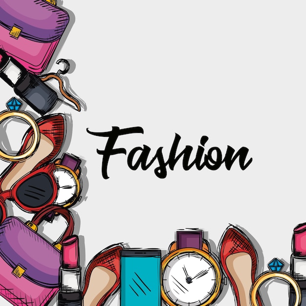 Iconos De Accesorios De Moda Femenina Vector Premium