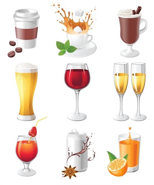 Iconos de bebidas | Vector Premium