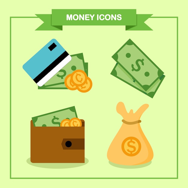  Iconos  de dinero  Vector Premium