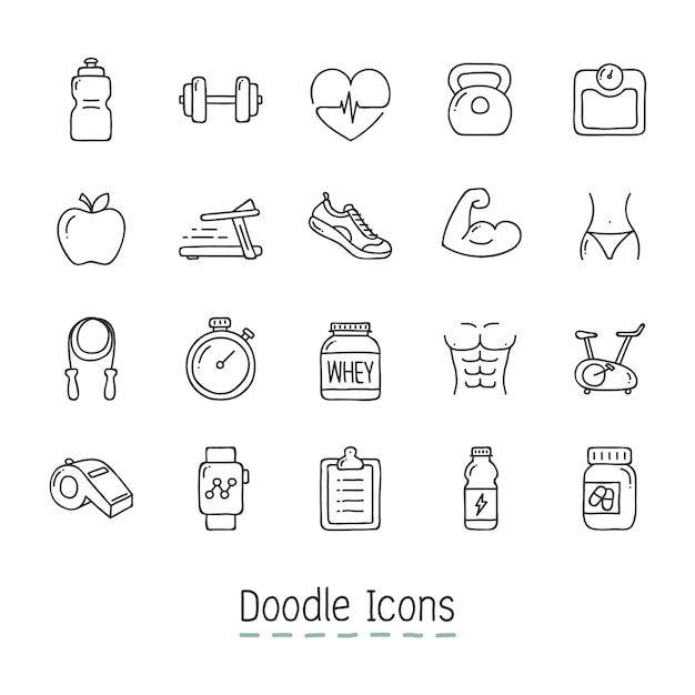 Iconos Doodle Health Y Fitness. Vector Gratis Iconos Doodle Health Y Fitness. Vector Gratis