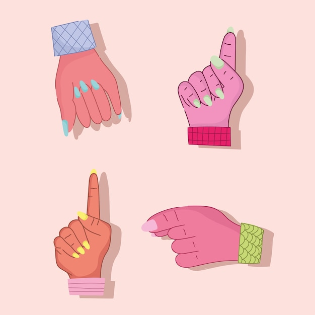 Iconos De Gesto De Mano Vector Premium