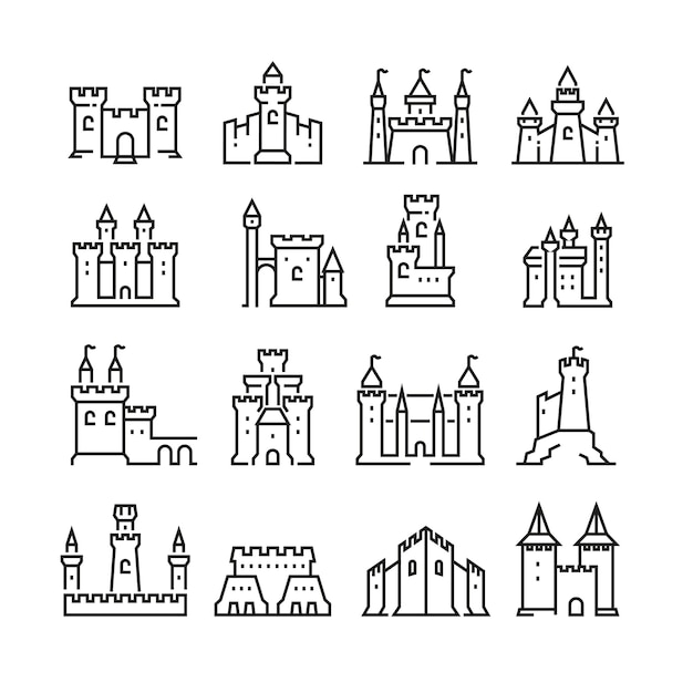 infographic icons castle
