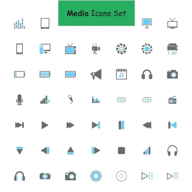 Iconos Para Medios Audiovisuales Vector Gratis 